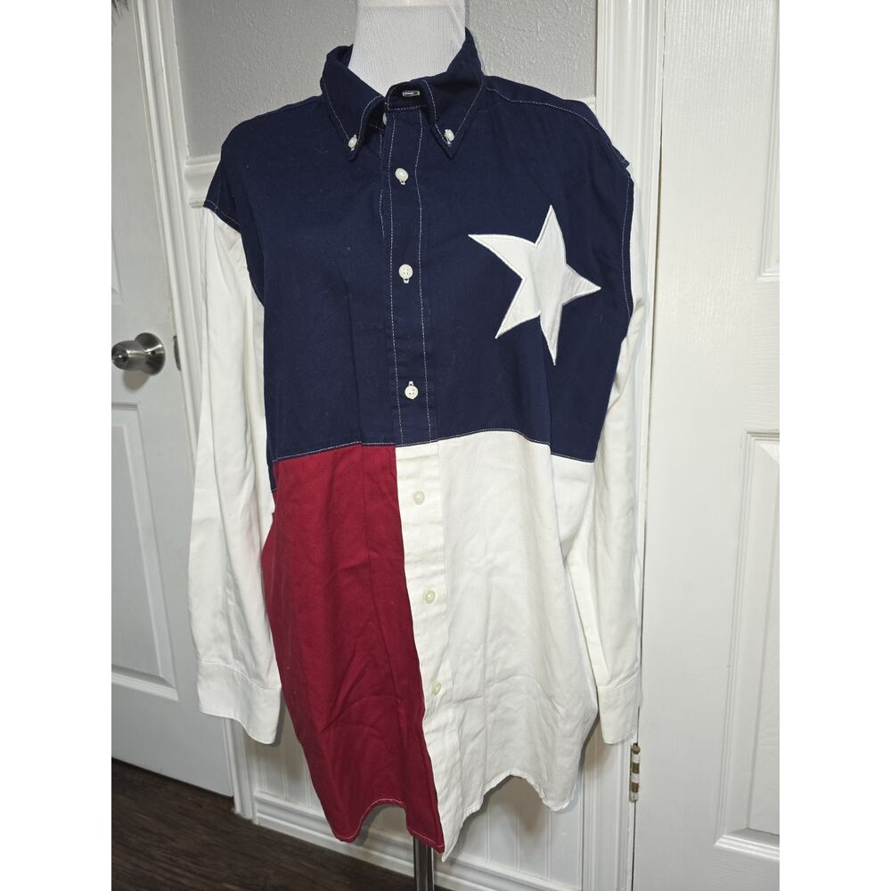 Wrangler Shirt Mens 2XL Texas Flag Sleeve Button Up Western Rodeo Cowboy USA